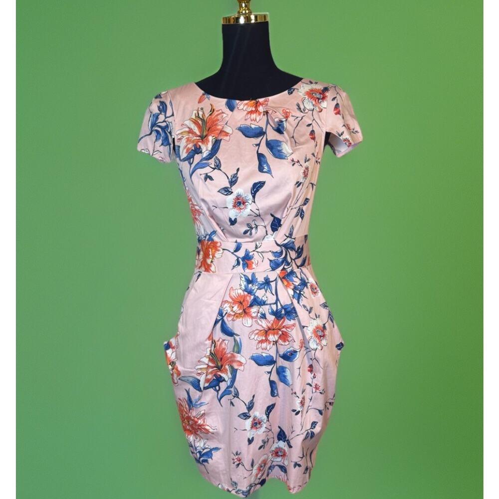 Closet London | Pink Floral Dress | Fitted| Old Money | Duchess | Wiggle Dress